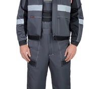Костюм "Виват": куртка, п/к т,серый с черным, красным и СОП 50 мм тк Twill, 240 гр (ЧЗ)