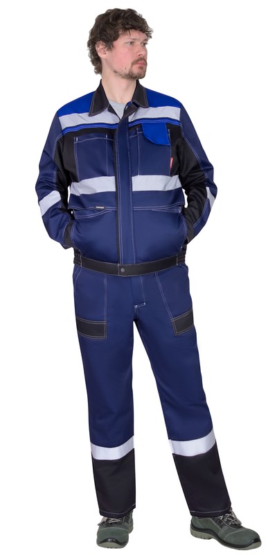 Костюм "Виват": куртка, п/к т,синий с черным, васильком и СОП 50 мм тк Twill, 240 гр (ЧЗ)