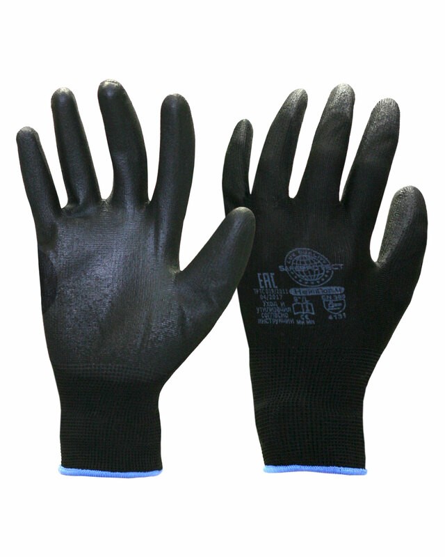 Перчатки НейпПол-Ч Safeprotect (нейлон+полиуретан, черный) (кр12х300)