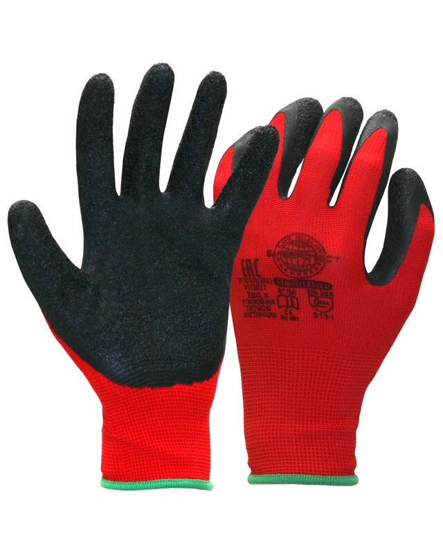 Перчатки НейпЛат Safeprotect (нейлон+латекс, красный с черным) (кр12х240)