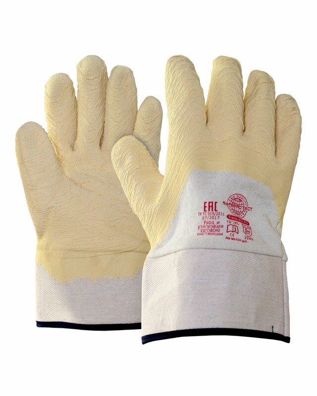 Перчатки САНДМЕН КЧ Safeprotect (джерси+рельефный латекс) (кр12х120)
