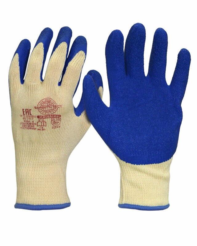Перчатки ХЕДМЕН Safeprotect (хлопок с п/э+рельефный латекс) (кр12х360)