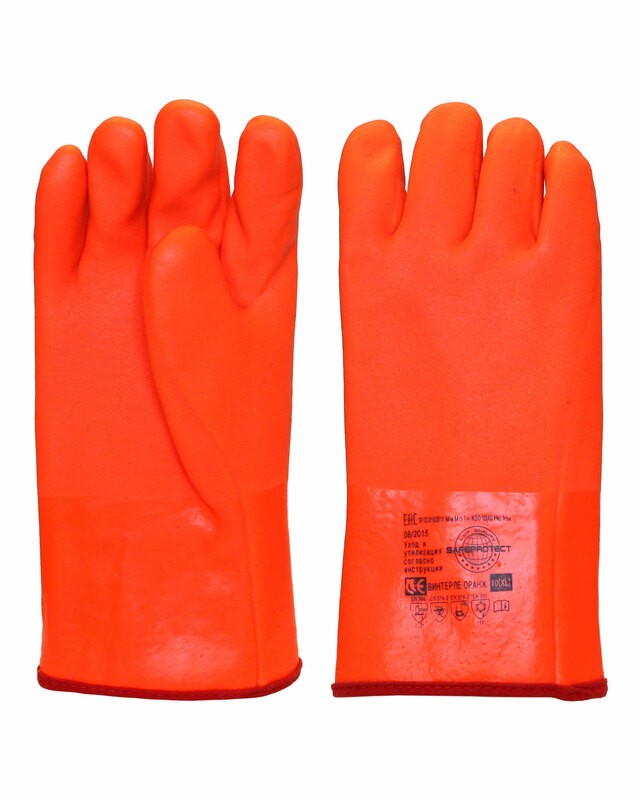 Перчатки утепленные ВИНТЕРЛЕ Оранж Safeprotect (ПВХ, х/б ткань с начесом) (х72) (х12х72)
