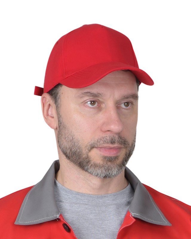 Кепка -"бейсболка" красная пл.210 гр. (пакет по 50 шт.,в упаковке 200 шт.)