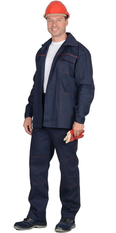 Костюм "Импульс": куртка, брюки синий с красным кантом пл. 210 г/кв.м (ЧЗ)